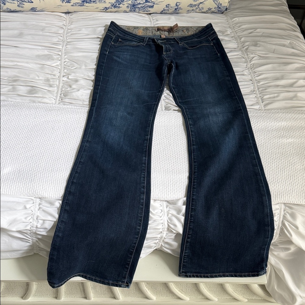 PAIGE Dark Indigo Flare Jeans, low waist